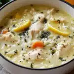 Cremige Zitronen-Hühner-Reis-Suppe First Image First Image