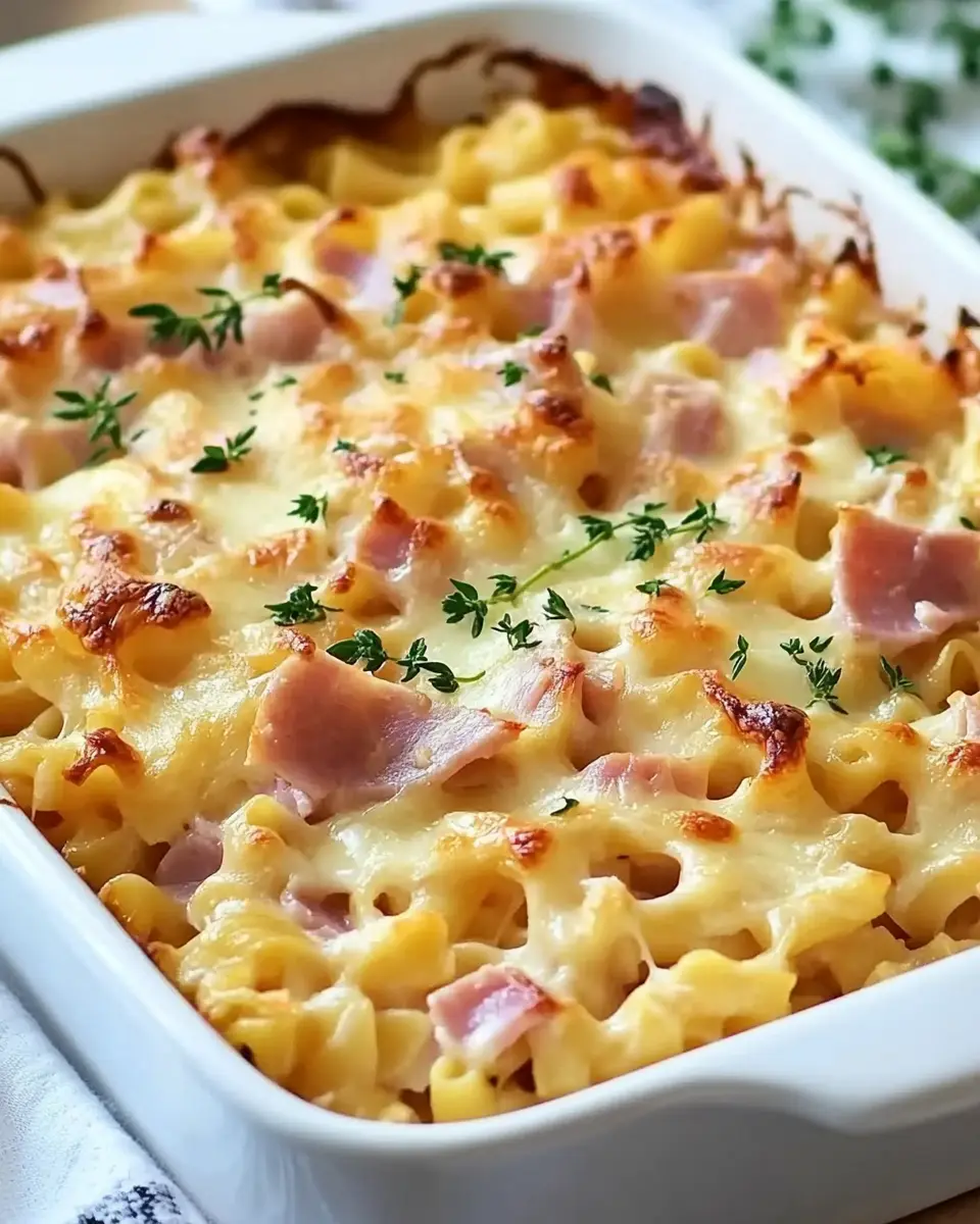 Nudelauflauf mit Schinken und Käse: Einfacher, cremiger Genuss 7