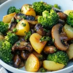 Kartoffel Brokkoli Pilzpfanne – Einfaches, veganes Pfannengericht First Image First Image