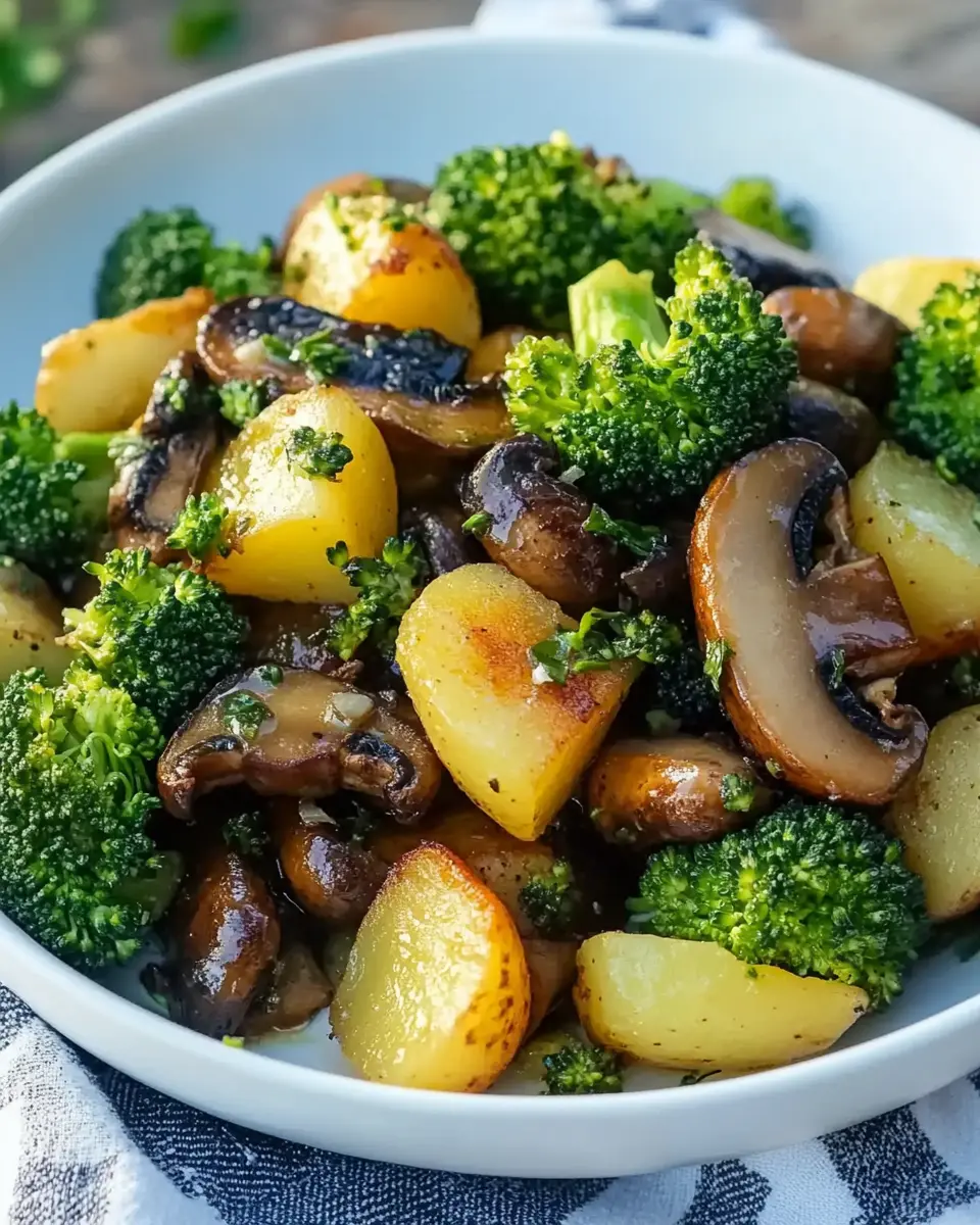 Kartoffel Brokkoli Pilzpfanne – Einfaches, veganes Pfannengericht First Image First Image