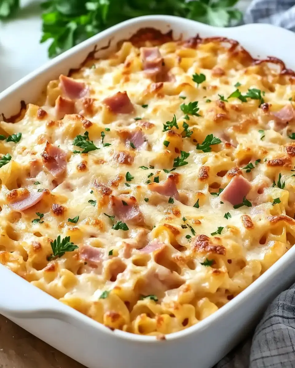 Nudelauflauf mit Schinken und Käse – Einfaches Rezept für cremigen Genuss First Image First Image