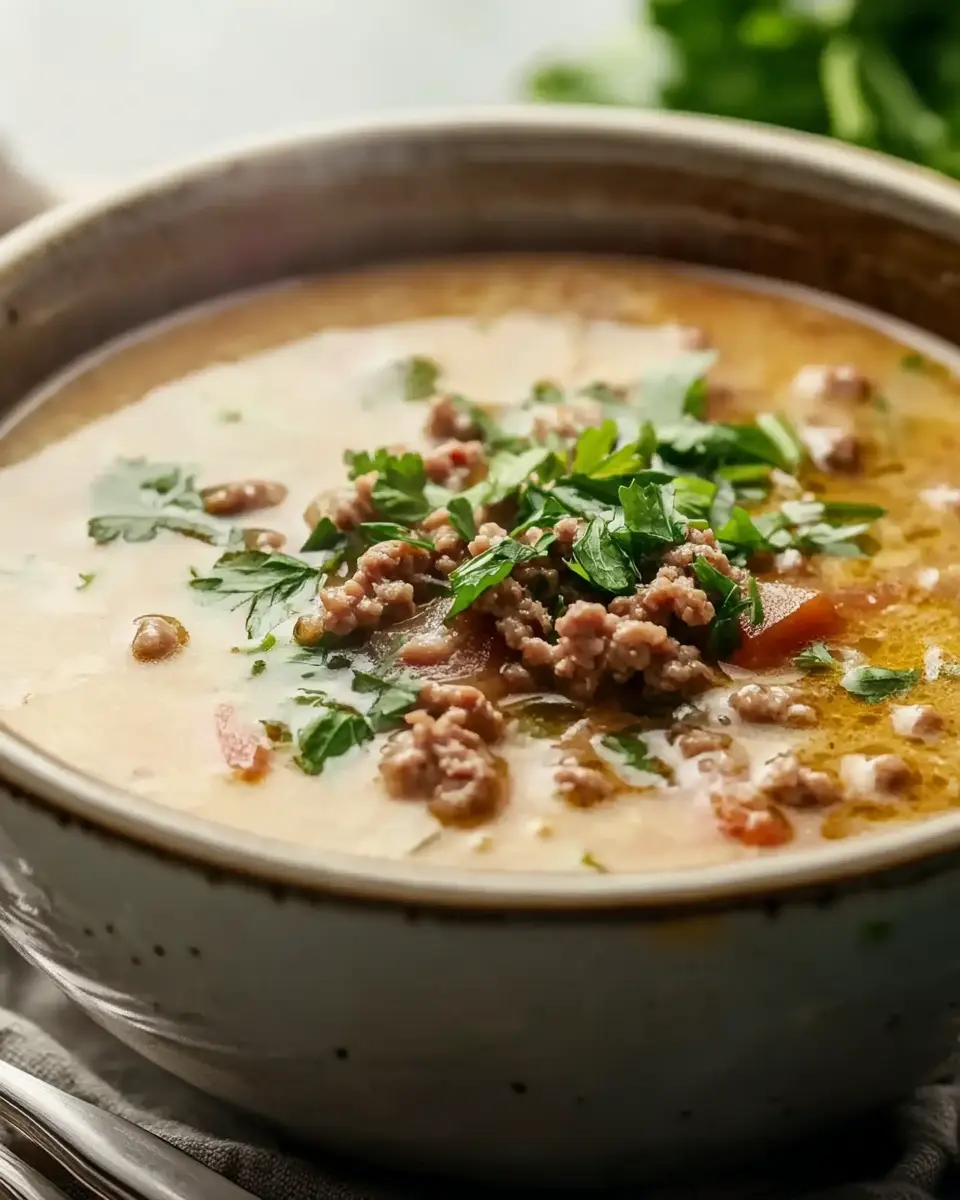 Sauna Suppe – Blitzrezept mit Hack & Käse First Image First Image
