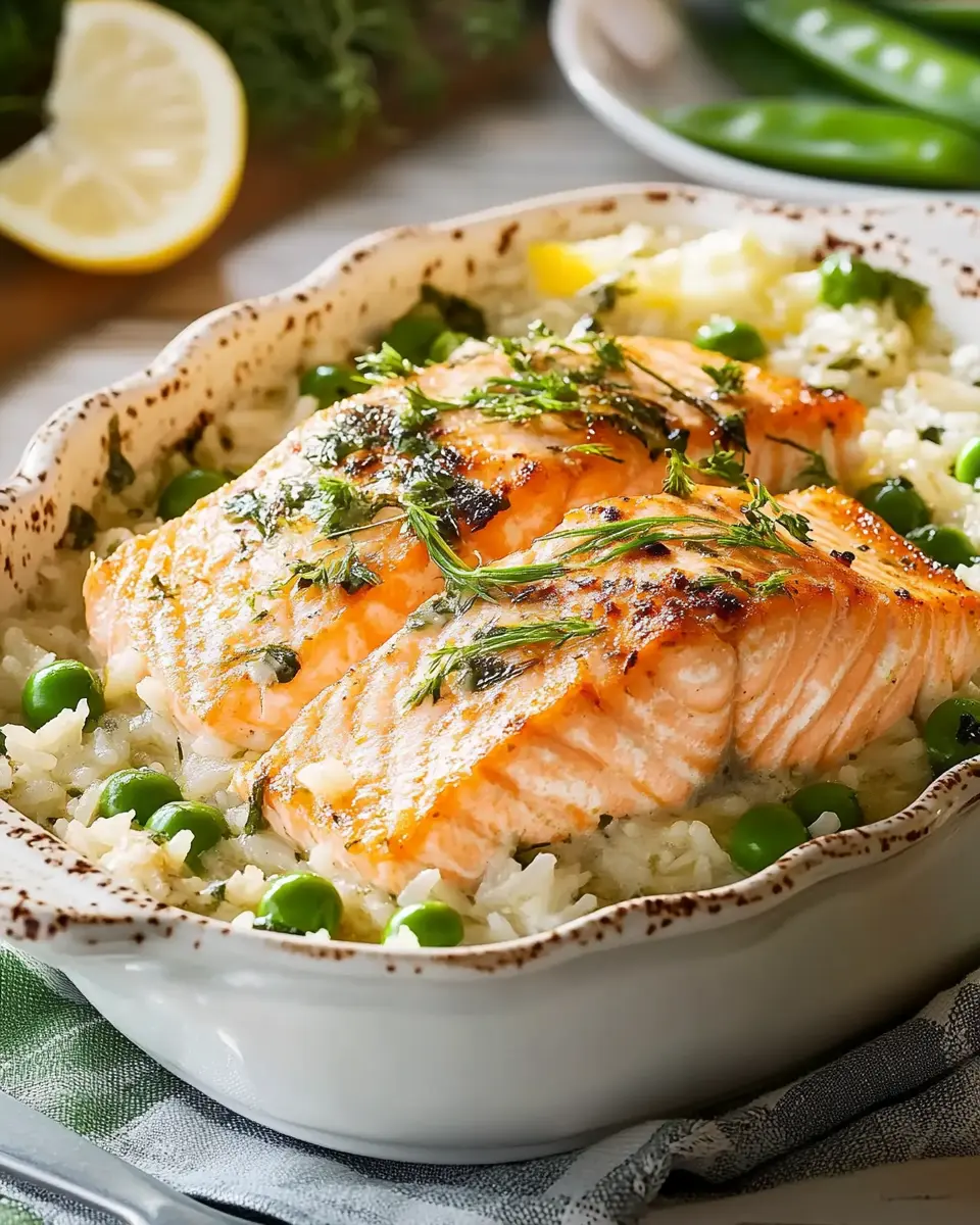 Lachs-Reis-Auflauf mit Zuckerschoten First Image First Image