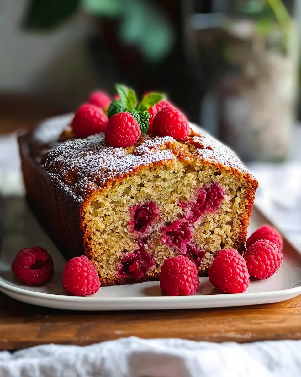 Saftiges Bananenbrot mit Himbeeren – Einfaches Rezept First Image First Image