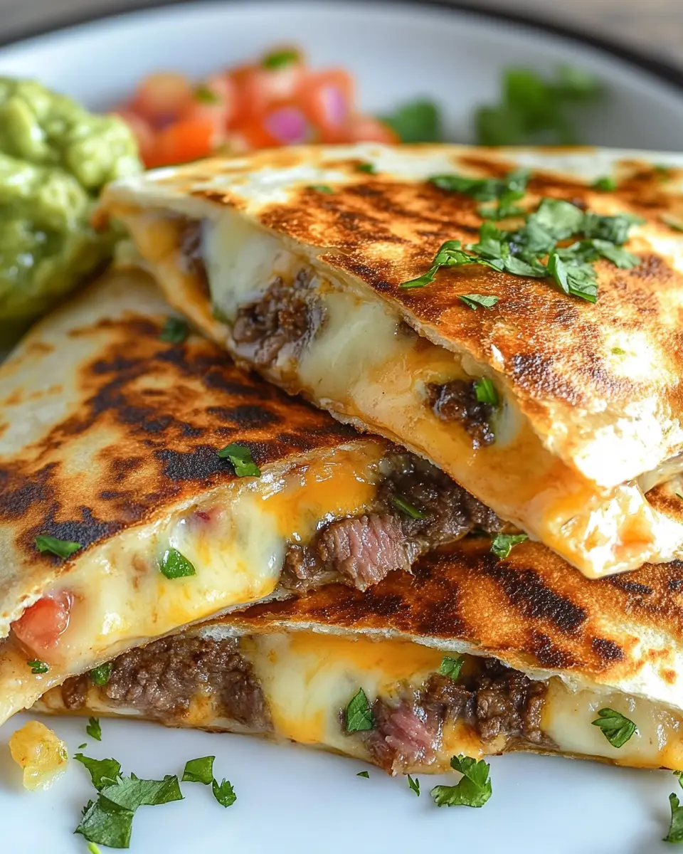 Käseüberbackene Steak-Quesadillas First Image First Image