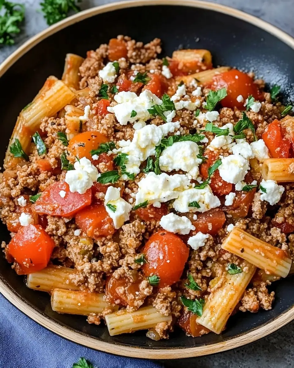 Hackfleischpfanne mit Kritharaki, Tomaten und Feta – Herzhaft, einfach, unwiderstehlich First Image First Image