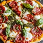 Salami Burrata Pizza mit Pesto First Image First Image