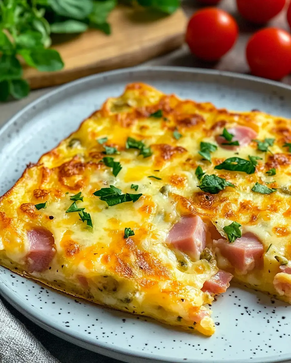 Herzhafter Ofenpfannkuchen mit Schinken und Käse First Image First Image