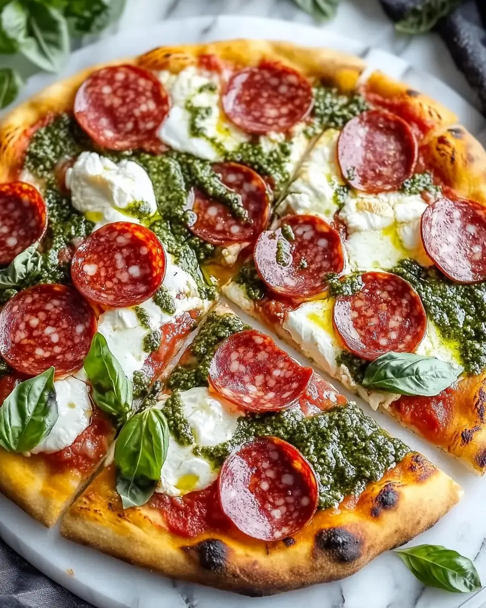 Salami Burrata Pizza mit Pesto: The Indulgent Homemade Delight 6