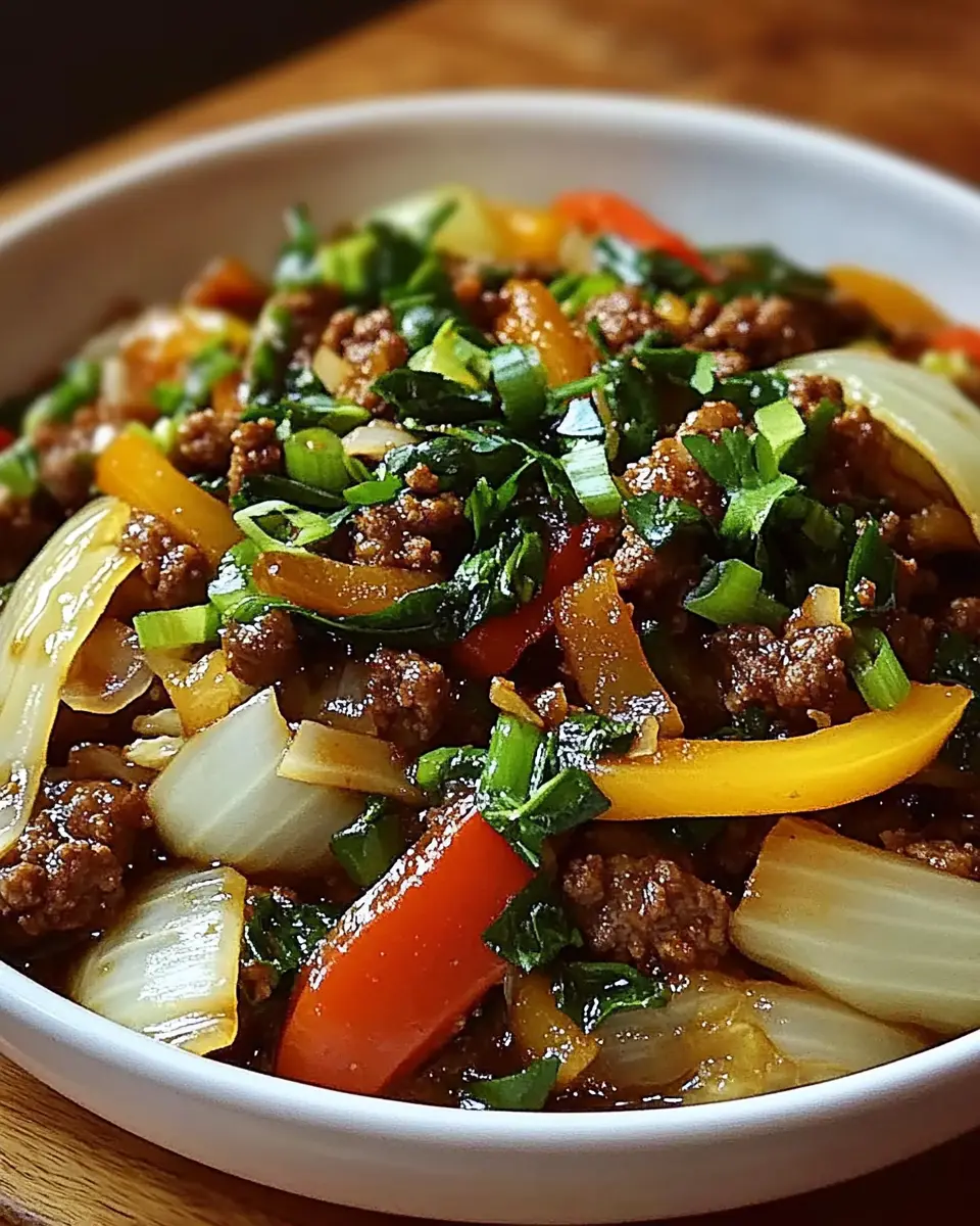 Asiatische Rinderhackfleisch-Kohl-Pfanne First Image First Image