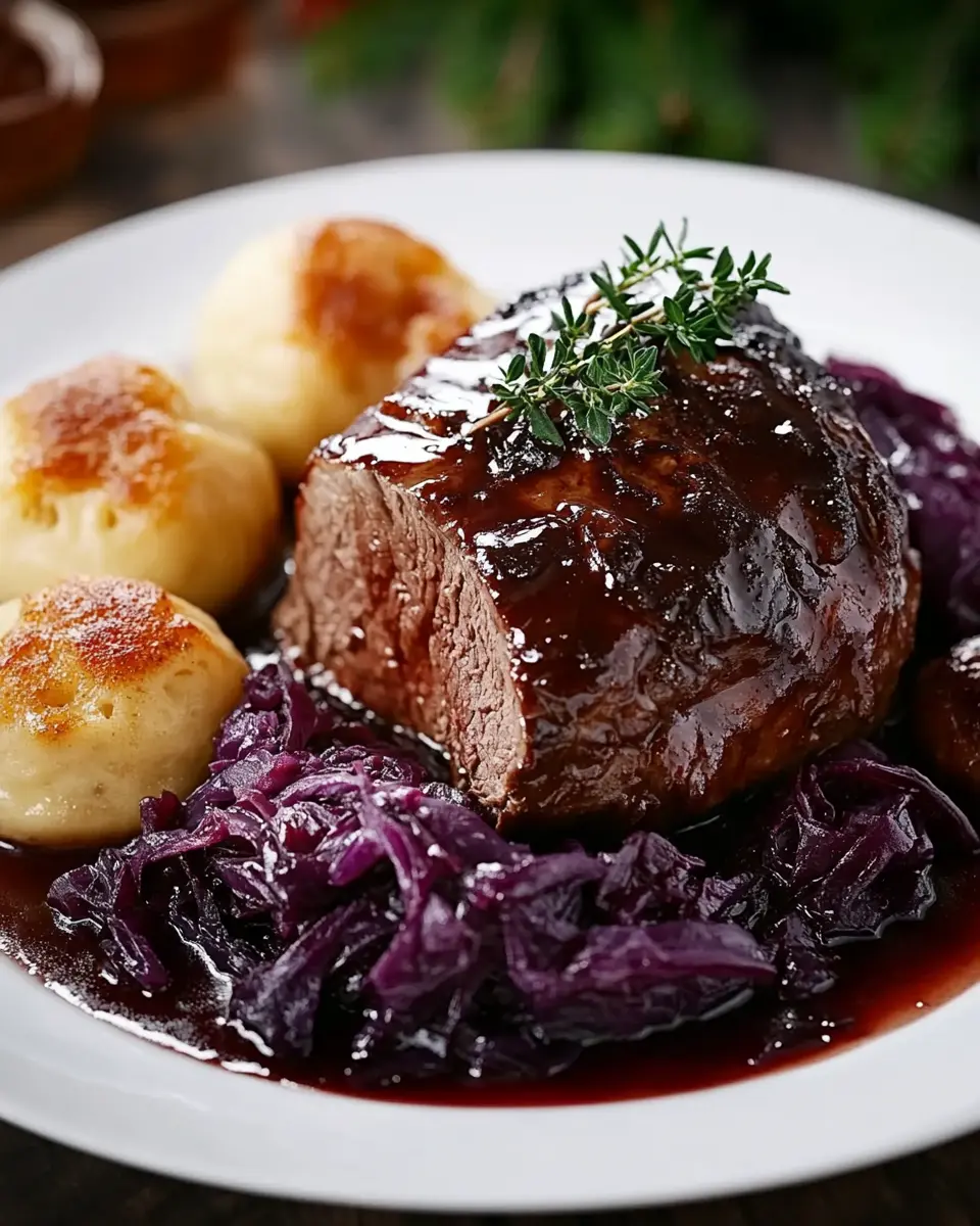 Weihnachtsbraten mit Rotweinsoße First Image First Image