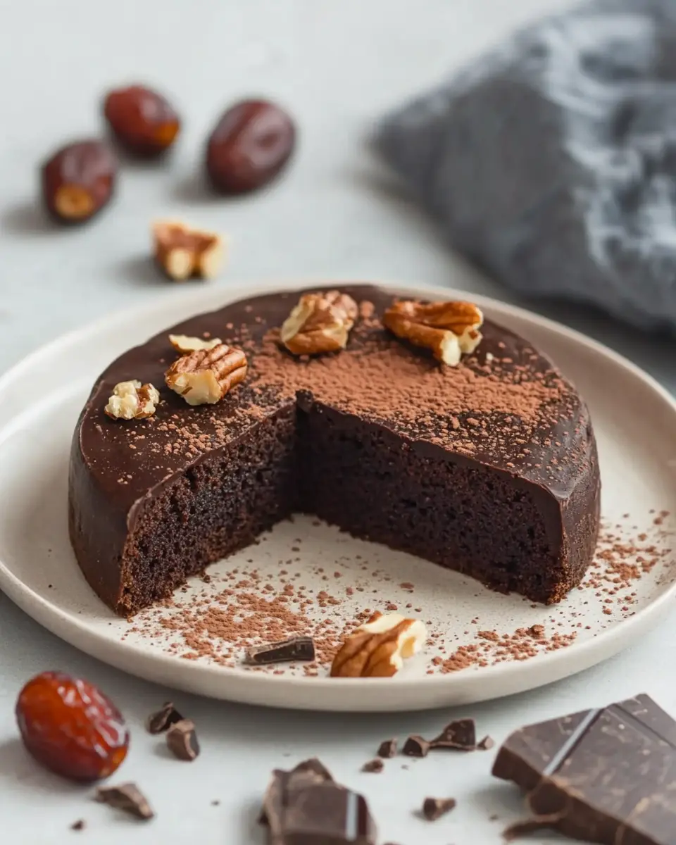 Saftiger Schoko Dattel Kuchen ohne Zucker – Gesundes Genussrezept First Image First Image