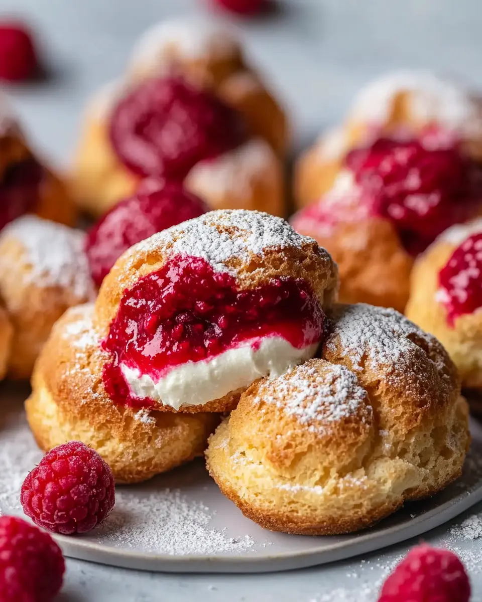 Herz Choux au Craquelin: Knusprige Windbeutel mit Himbeer-Vanille-Füllung First Image First Image