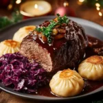 Weihnachtsbraten mit Rotweinsoße First Image First Image