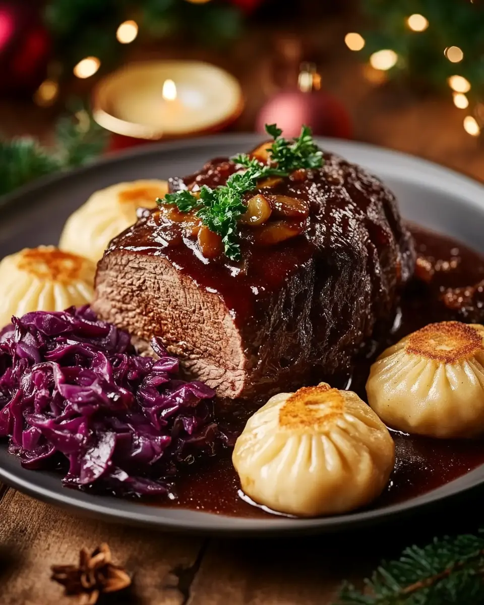 Weihnachtsbraten mit Rotweinsoße First Image First Image