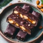 Vegane Schokoriegel mit Mandeln und Karamell First Image First Image