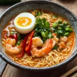 Schnelle Ramen Nudeln mit Garnelen First Image First Image