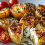 Griechische Ofenkartoffeln mit geschlagenem Feta First Image First Image