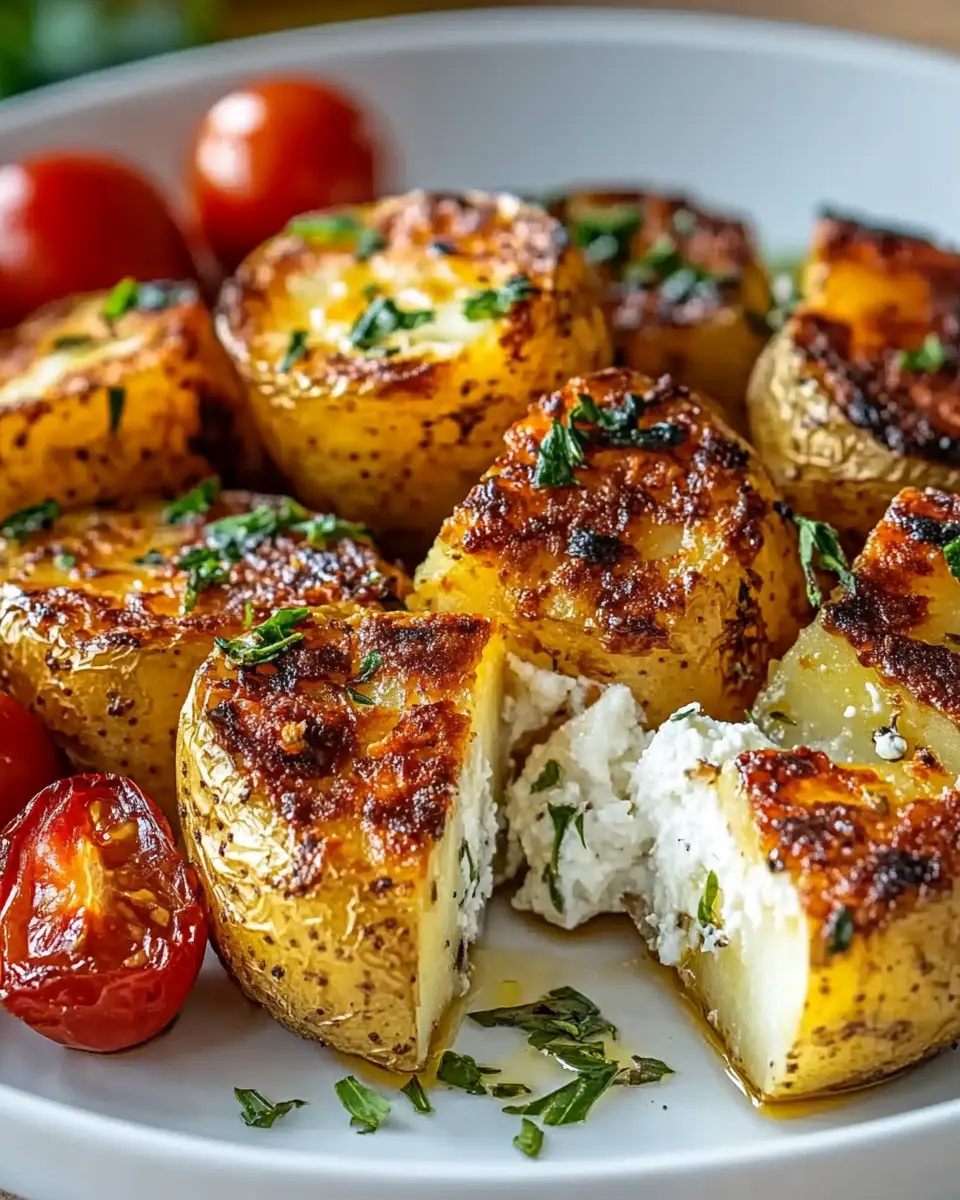 Griechische Ofenkartoffeln mit geschlagenem Feta First Image First Image