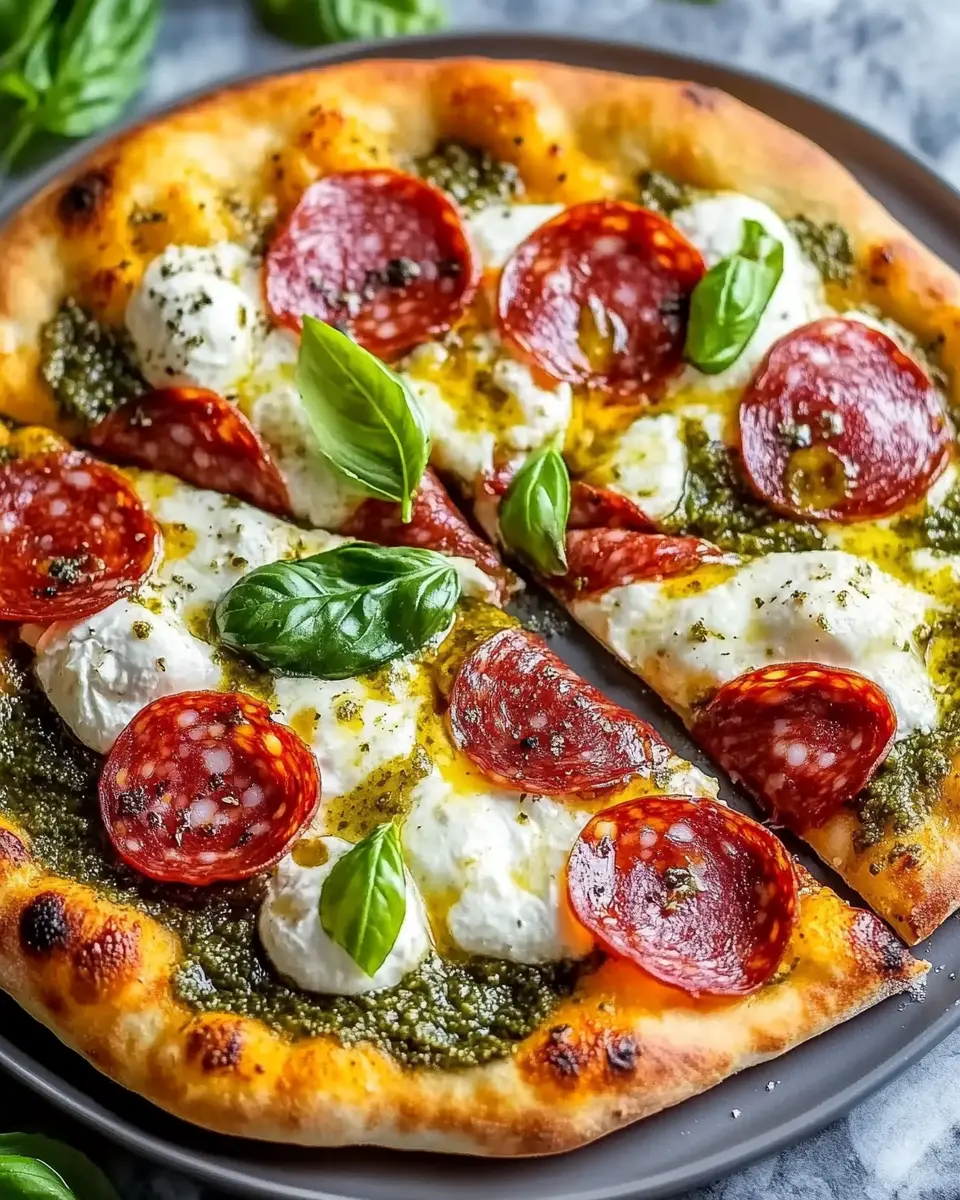 Salami Burrata Pizza mit Pesto: Irresistibly Cheesy Delight 7