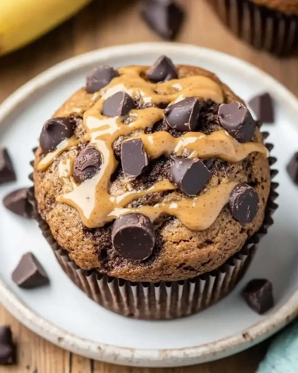 Gesunde Bananen Schoko Muffins mit Erdnussbutter First Image First Image