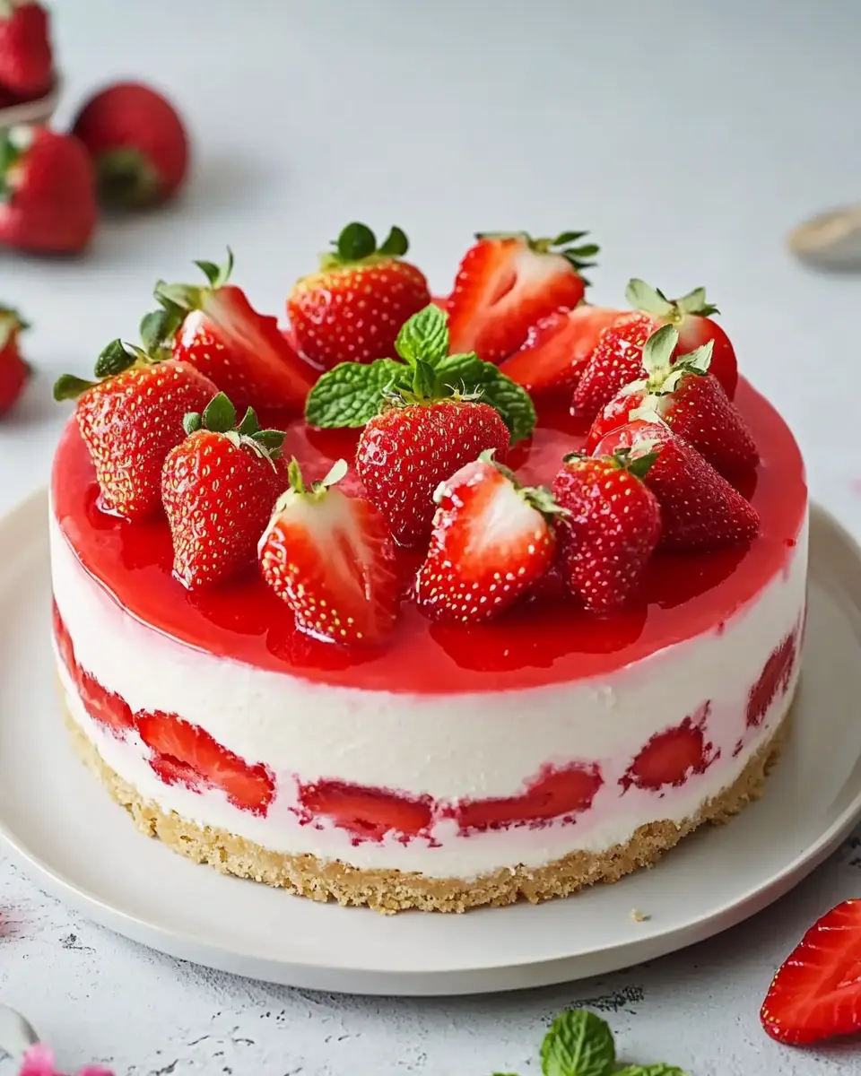 Erdbeer Joghurt Torte – Beste Sommertorte mit 3 Schichten First Image First Image
