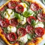 Salami Burrata Pizza mit Pesto First Image First Image