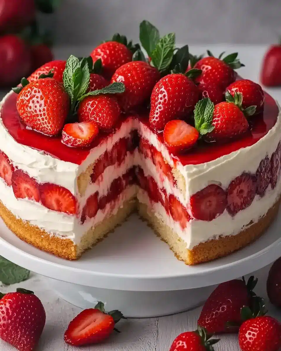 Erdbeertorte Rezept – Cremige Sommertorte mit Erdbeeren First Image First Image