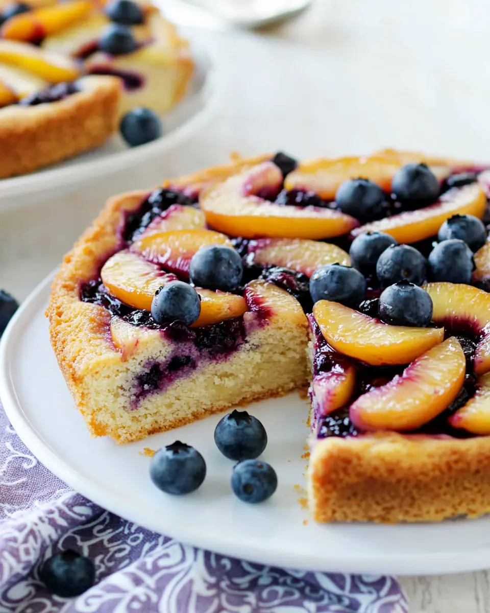 Sommerlicher Nektarinen-Kuchen mit Blaubeeren First Image First Image