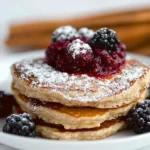 Gesunde Pancakes mit Hüttenkäse und roter Grütze First Image First Image