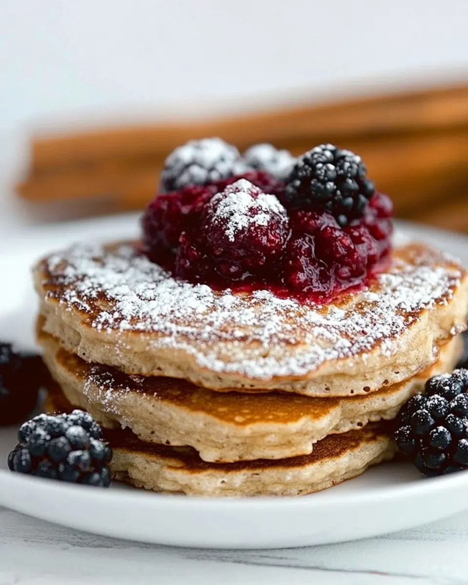 Gesunde Pancakes mit Hüttenkäse und roter Grütze First Image First Image