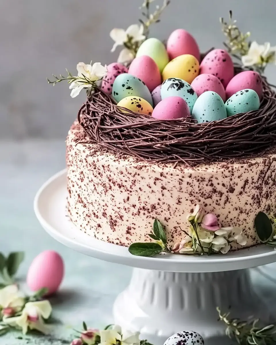 beste Osterrezept: Gesprenkelte Ostertorte mit Schoko-Nest 6