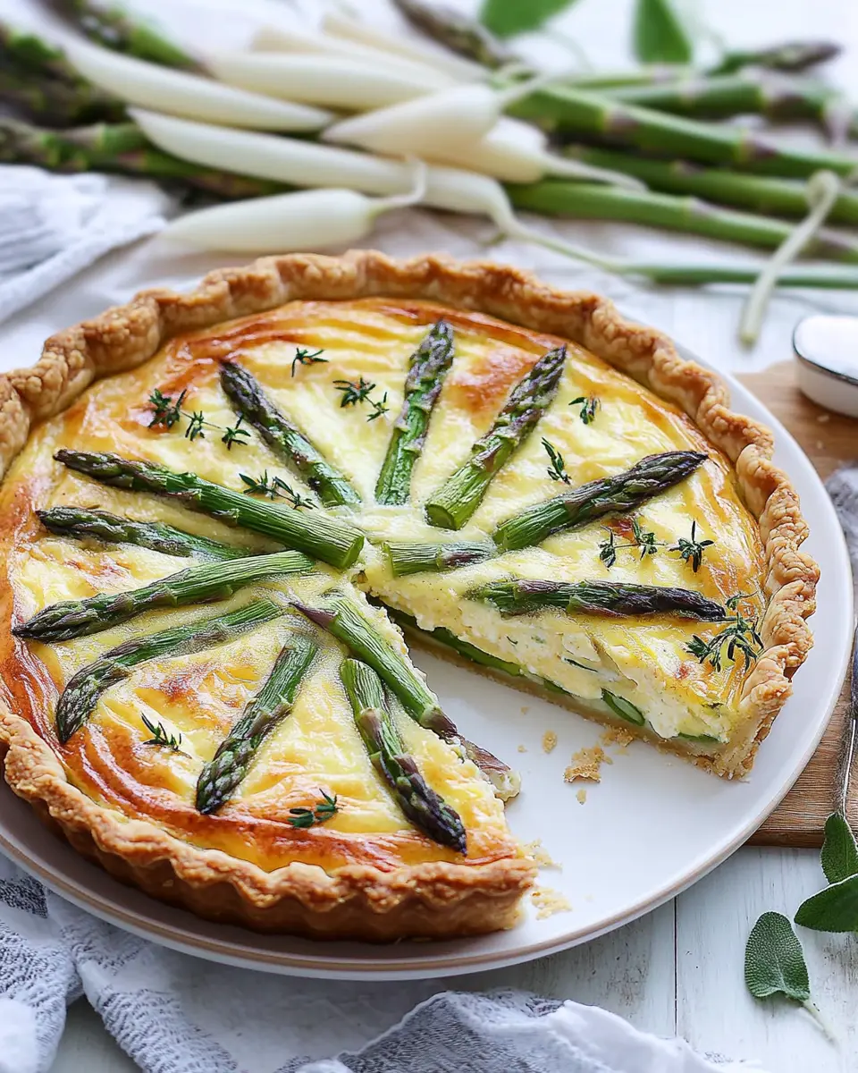 Spargelquiche mit weißem und grünem Spargel First Image First Image