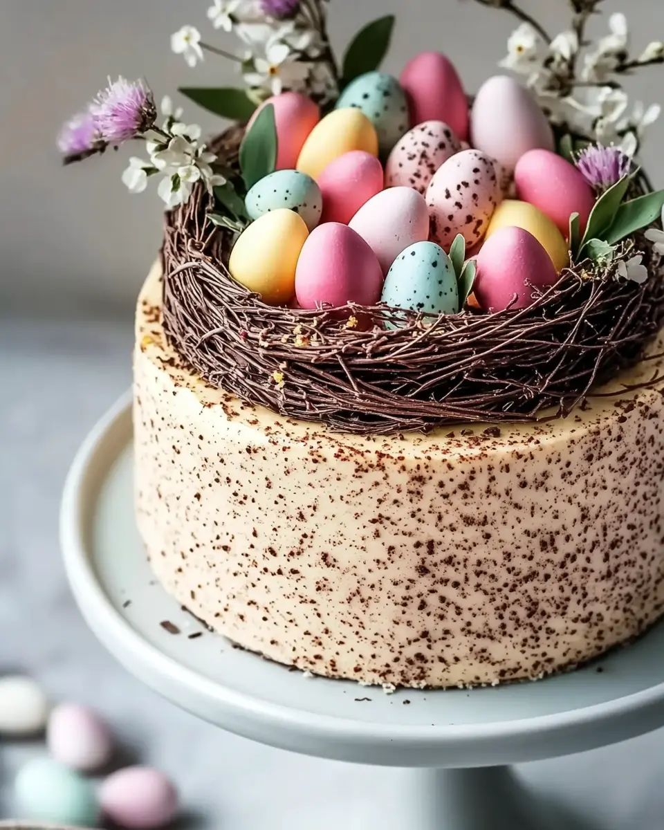 beste Osterrezept: Gesprenkelte Ostertorte mit Schoko-Nest 5