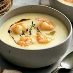 Topinambur-Kartoffel-Cremesuppe mit Garnelen First Image First Image
