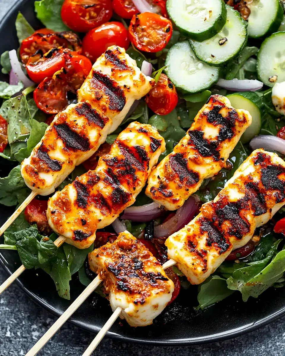 Halloumi-Spieße mit buntem Salat First Image First Image