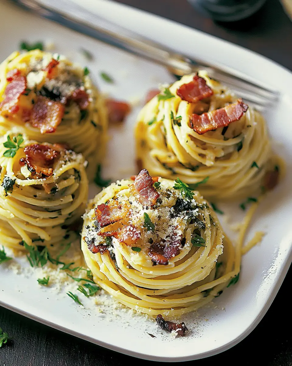 Spaghetti-Nester mit Speck First Image First Image