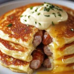 Wurst-getauchte Pfannkuchen-Delikatesse First Image First Image