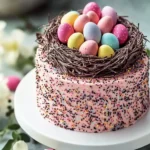 Gesprenkelte Ostertorte mit Nest aus Schokolade – das beste Osterrezept First Image First Image