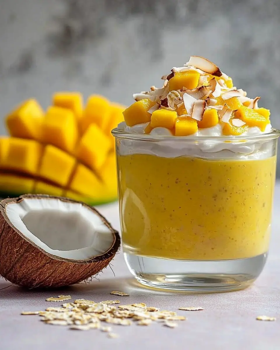 Mango-Joghurt mit Kokos und Haferflocken First Image First Image