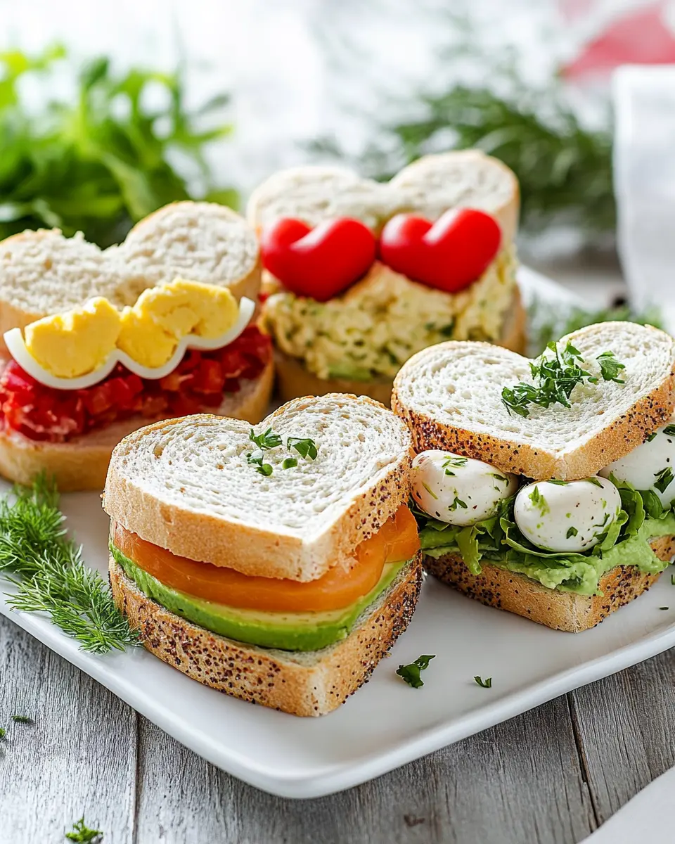 Dreierlei Sandwiches-Herzen zum Valentinstag First Image First Image