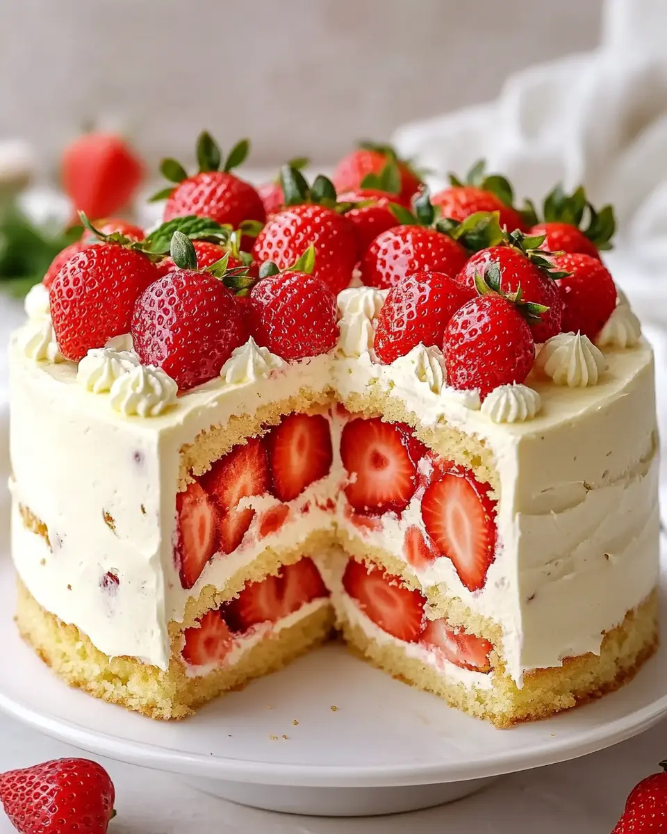 Erdbeer Mascarpone Torte mit weißer Schokolade – Die perfekte Sommertorte First Image First Image