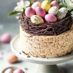 Gesprenkelte Ostertorte mit Nest aus Schokolade – das beste Osterrezept First Image First Image