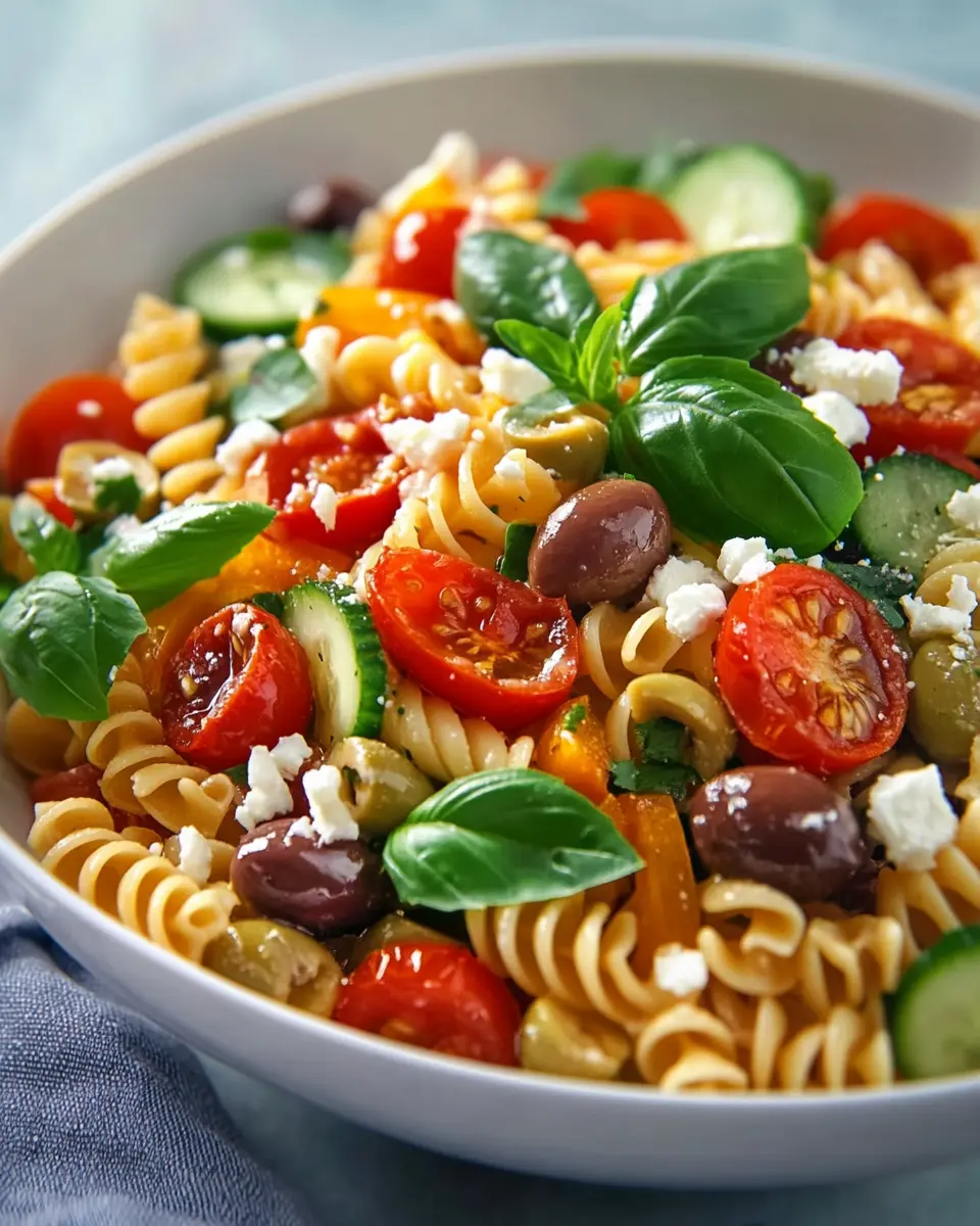 Mediterraner Nudelsalat mit Tomatendressing First Image First Image