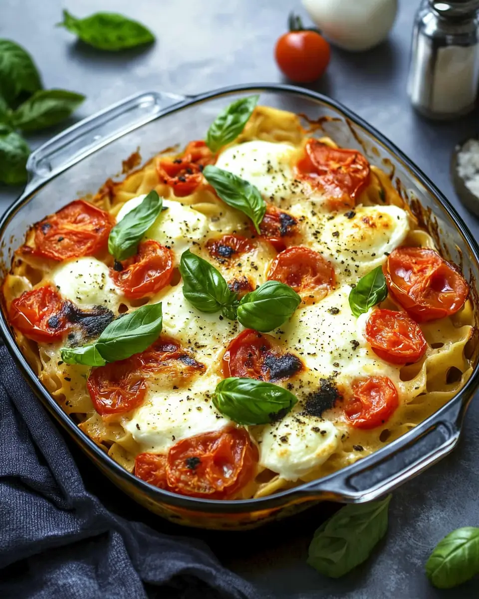 Einfacher Nudelauflauf mit Tomaten & Mozzarella – schnell & vegetarisch First Image First Image