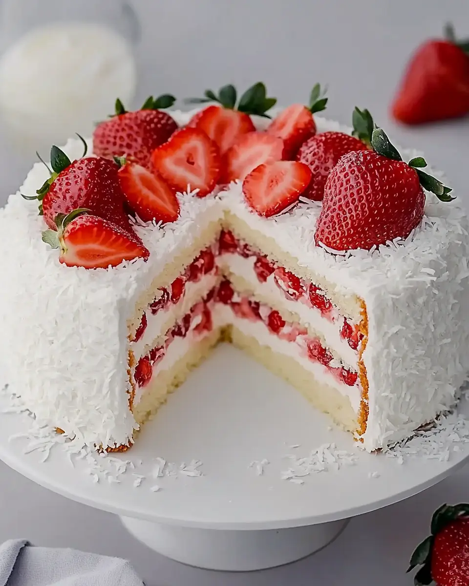 Erdbeer Raffaello Torte – Einfaches cremiges Rezept First Image First Image