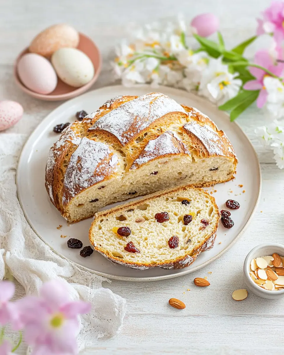 Osterbrot-Rezept mit Rosinen und Mandeln First Image First Image