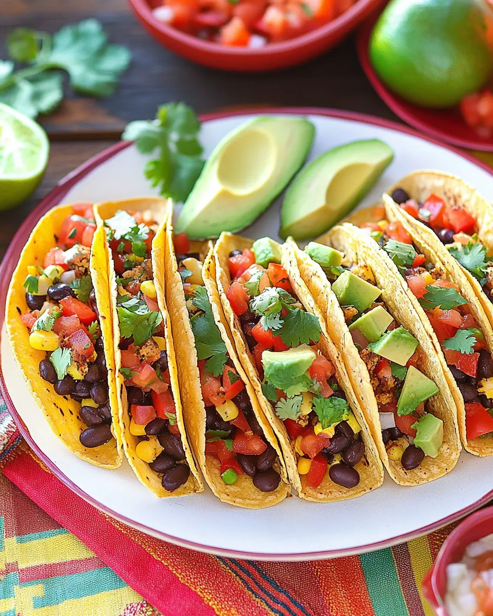 Vegetarische Tacos mit mexikanischer Füllung First Image First Image