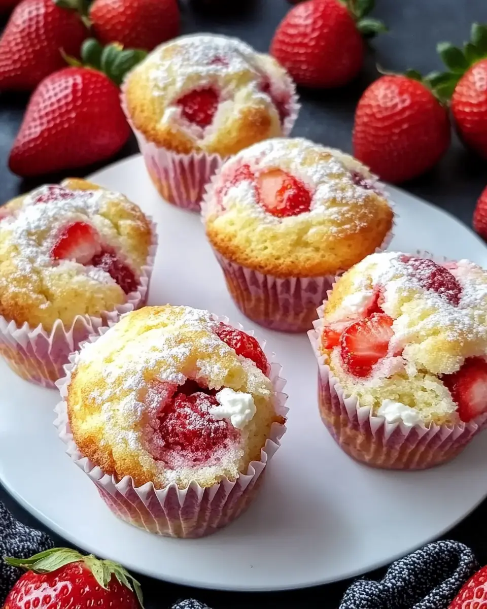 Frischkäse Muffins mit Erdbeeren – Bestes Rezept First Image First Image
