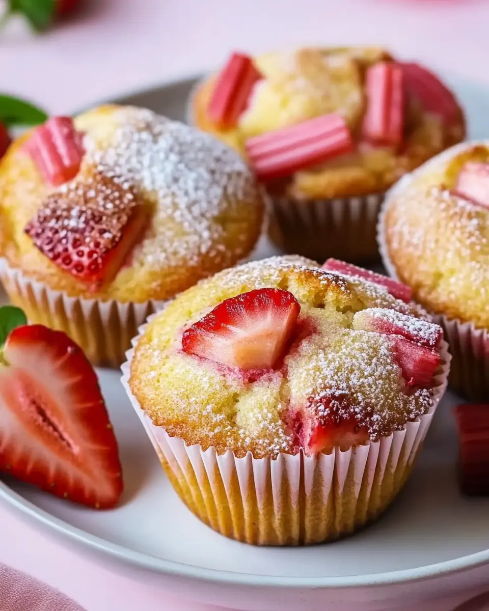 Saftige Erdbeer Rhabarber Muffins Rezept einfach & schnell: Yum! 5
